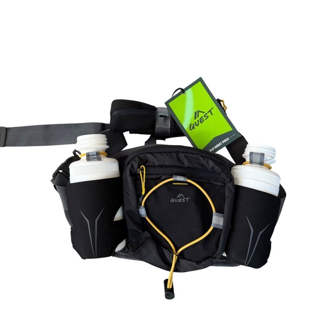 Quest H20 Waist Pack 2 Water Bottle Pocket Storage Running Hiking Padded Neopren